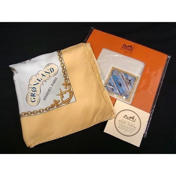 Hermes Scarf Carre 90 Gronland Greenland Eskimo Dog Sled Beige Multicolor — view 8