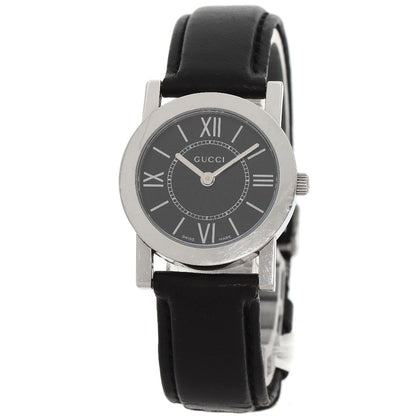 Gucci Round Face Watch SS Leather