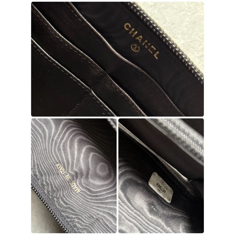 Chanel Round Zipper Long Wallet Coco Patent Leather Decacoco Black — view 8