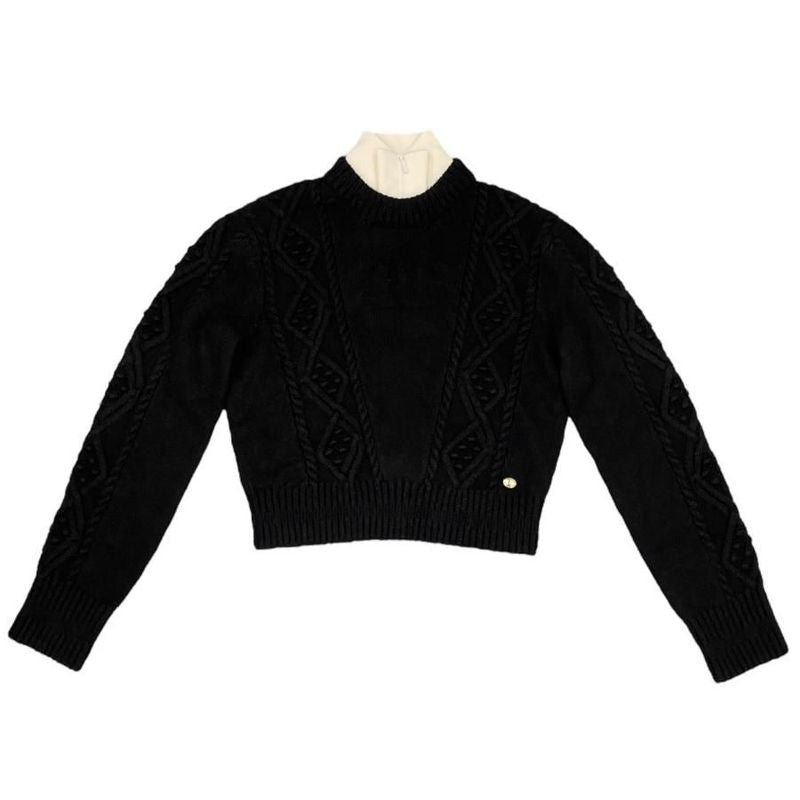 Chanel Knitwear Coconage Collection Knit Top High Neck Black White 34