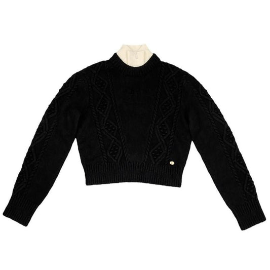 Chanel Knitwear Coconage Collection Knit Top High Neck Black White 34
