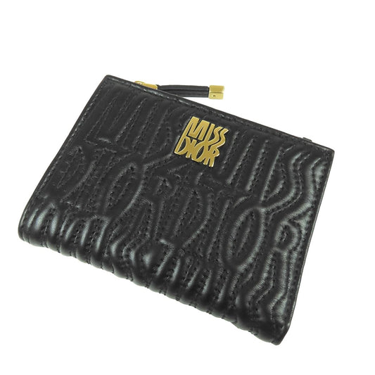 Dior Miss Noir Black Leather Dahlia Wallet Logo Bifold