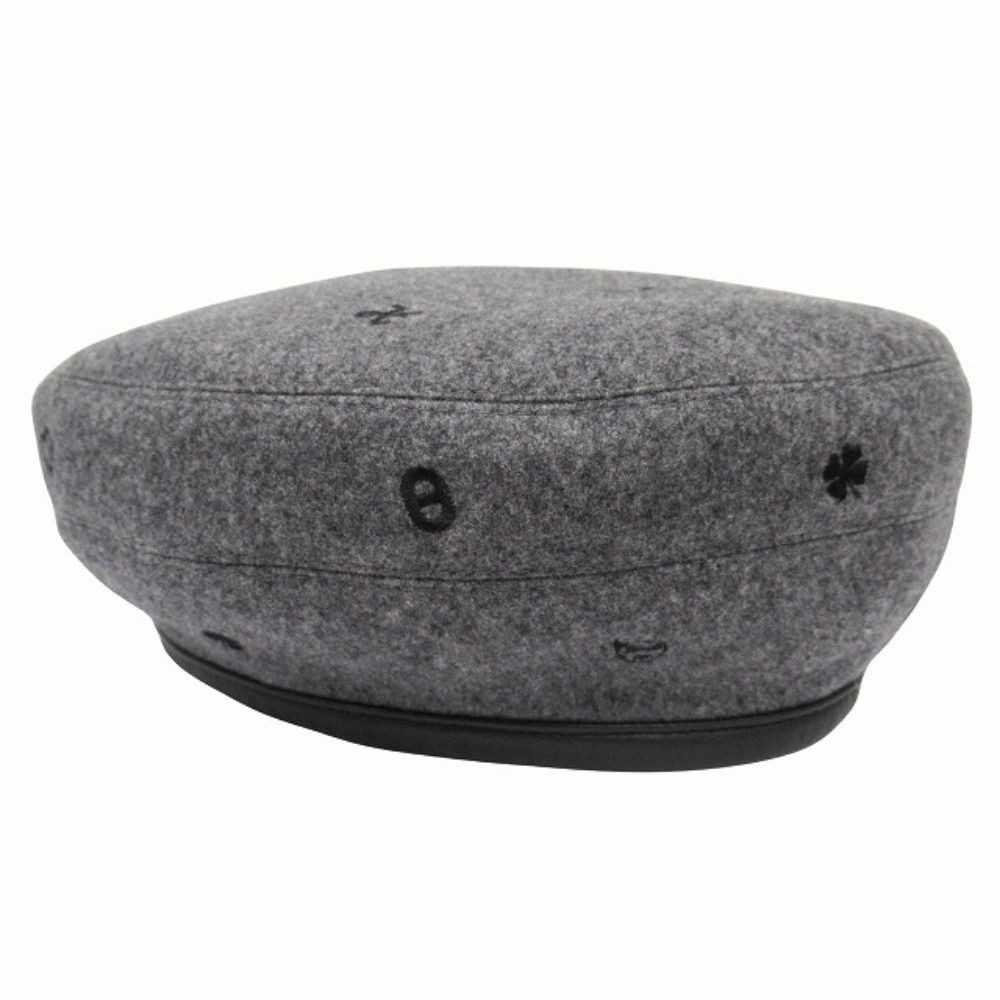 Hermes Saint Honore Cashmere Beret Hat Cap Chaine D'ancre Logo Embroidery 58