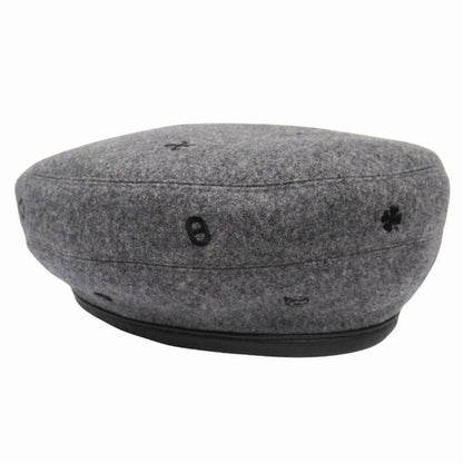 Hermes Saint Honore Cashmere Beret Hat Cap Chaine D'ancre Logo Embroidery 58