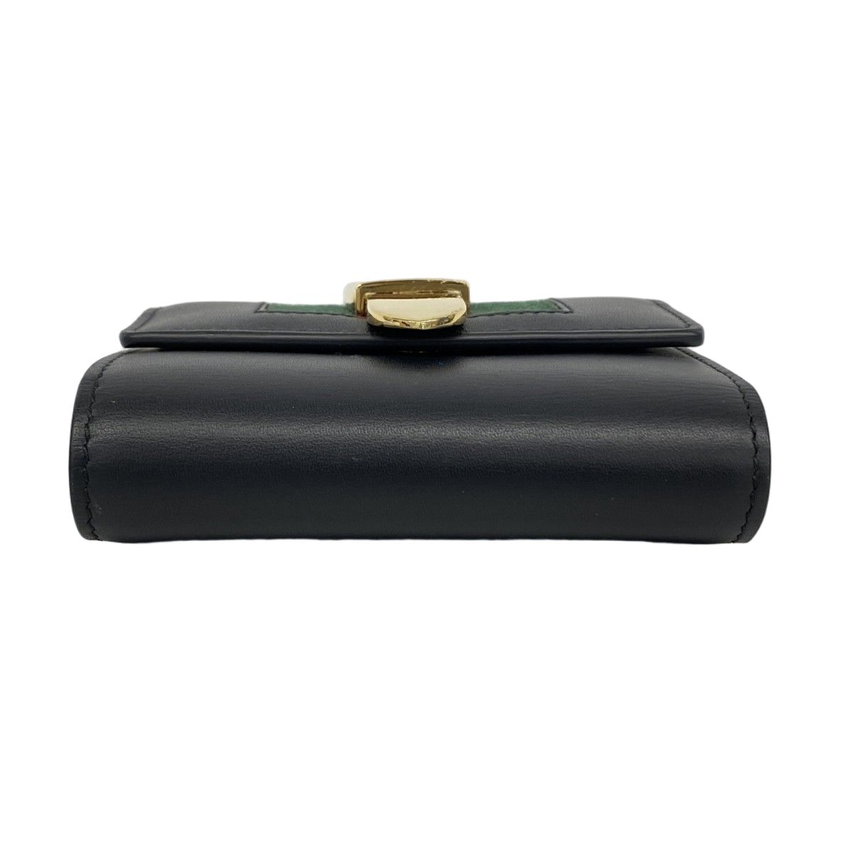 Gucci Trifold Wallet Sherry Line Leather Black Gold — view 2