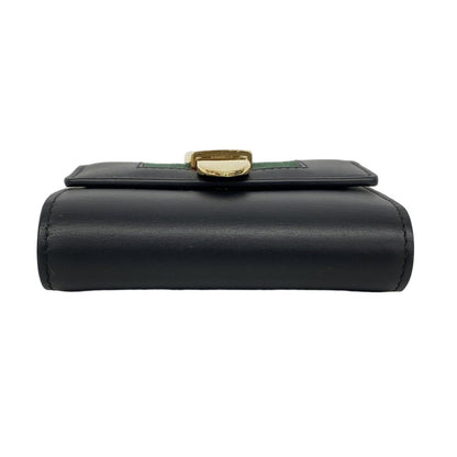Gucci Trifold Wallet Sherry Line Leather Black Gold — view 2