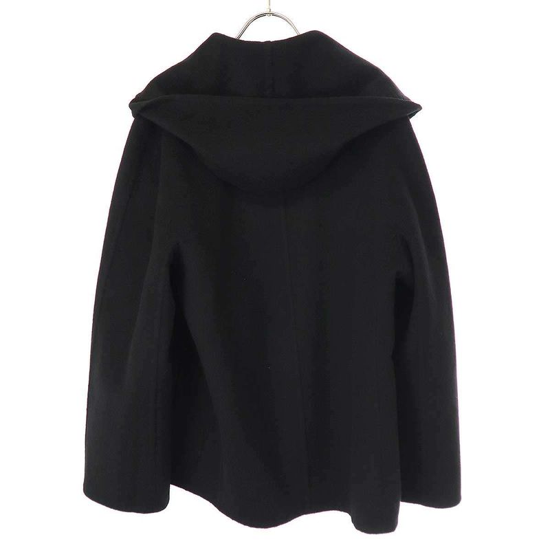 Hermes by Martin Margiela Period Double Face Cashmere Reversible Coat Black 36