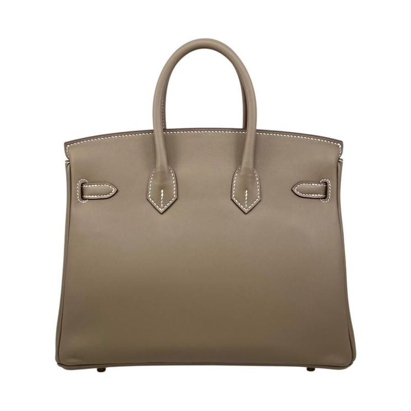 Hermes Handbag Birkin 25 W Engraved Swift Etoupe Glaze Gold Hardware Hermes