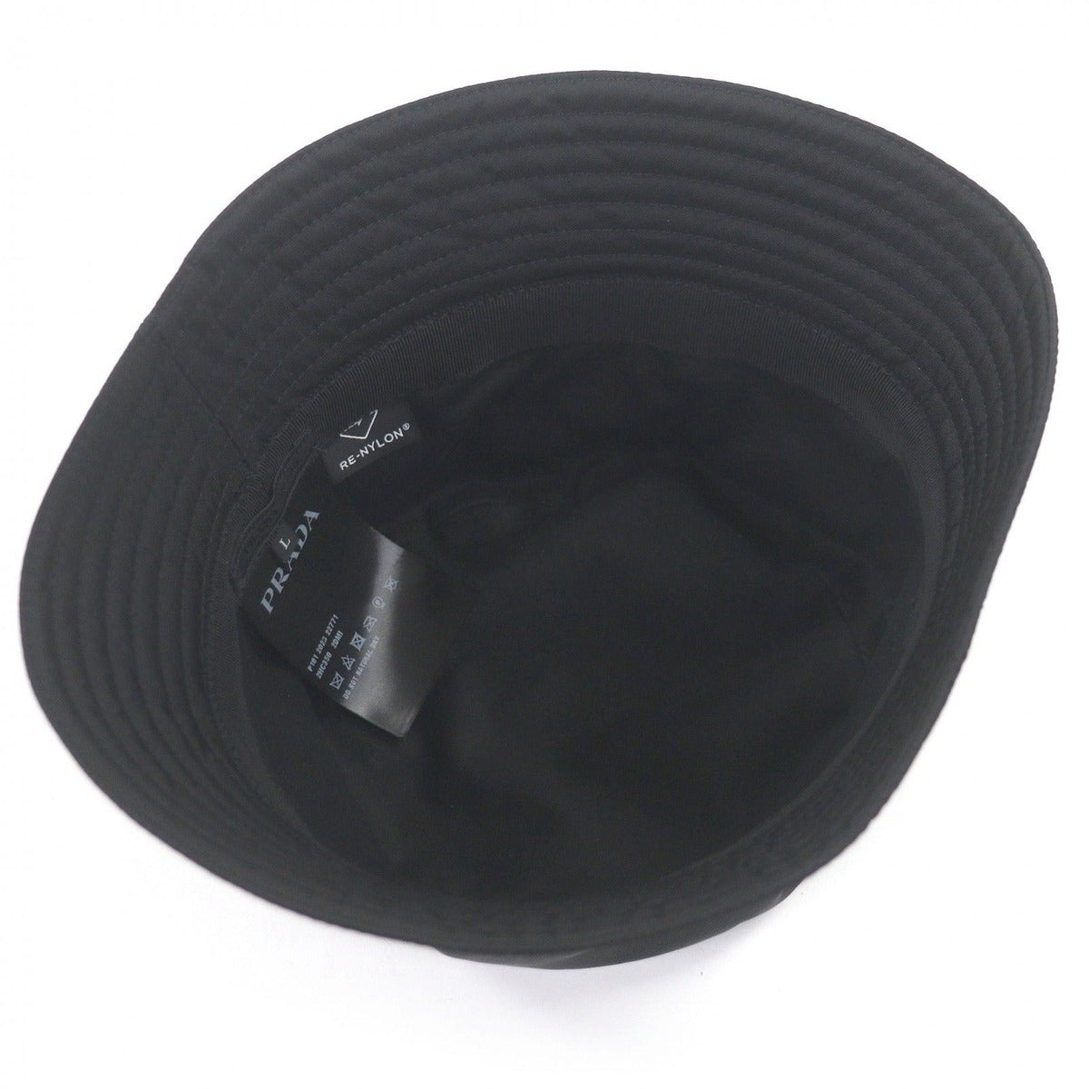 Prada 2 Hc350 re-nylon Triangle Logo Plate Bucket Hat Black — view 4