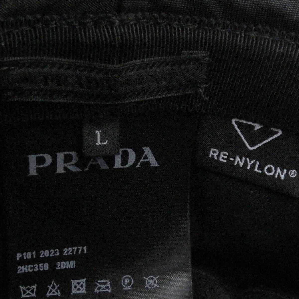 Prada 2 Hc350 re-nylon Triangle Logo Plate Bucket Hat Black — view 6