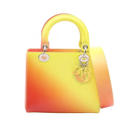 Dior Handbag Lady Yellow Orange Gradient Leather 2-Way Tote