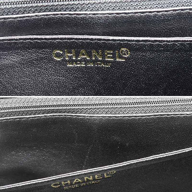 Chanel Matelasse Handbag Black And Gold Hardware Coco Mark Caviar Skin