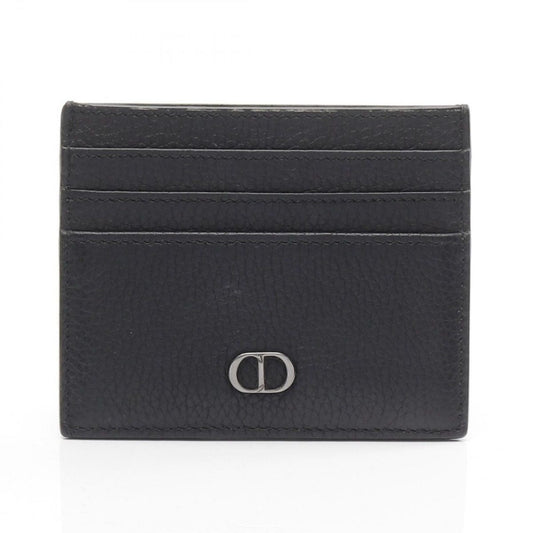 Dior Card Case CD Icon Holder Black Leather CD Lcon