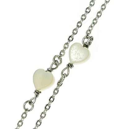 Christian Dior Metal Dior Logo Shell Heart Necklace Women Silver 343594 Necklace