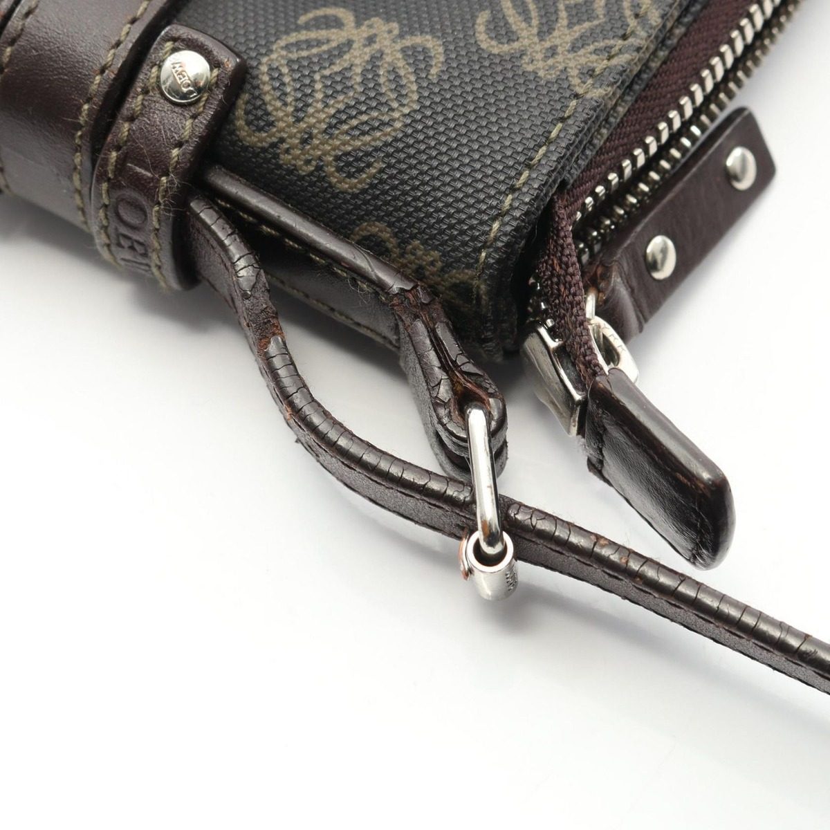 Loewe Shoulder Bag Anagram Dark Brown Canvas Leather — view 6