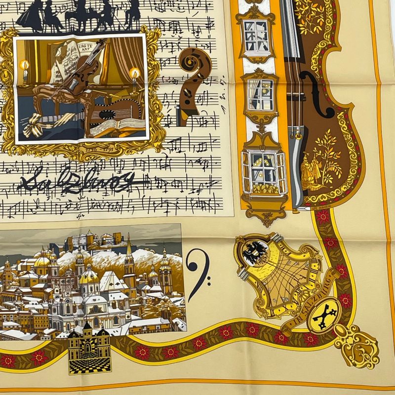 Hermes Carre 90 In Salzburg At Salzburg Yellow And Orange Scarf Silk