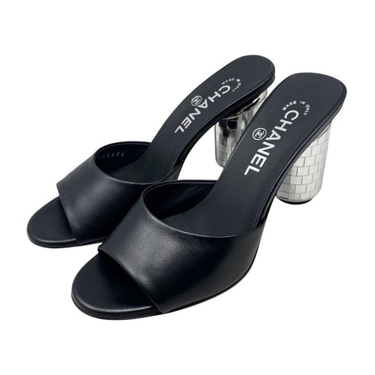 Chanel Mule Sandals Mirror Heel G45358 X01000 94305 36 1 2 Size Coco Mark