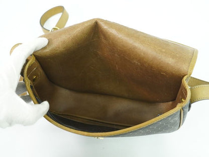 Authentic Christian DIOR Honeycomb Pattern Shoulder Bag Pochette PVC Black Bag