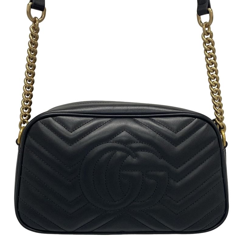 Gucci Shoulder Bag GG Marmont 447632 Black Quilted Leather