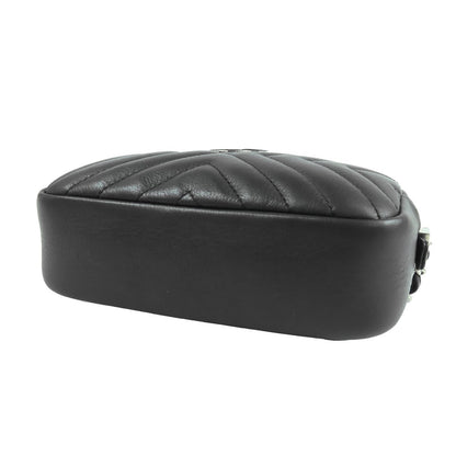 Chanel Chain Shoulder Bag Black Silver Lambskin Chevron Stitch Fringe — view 3