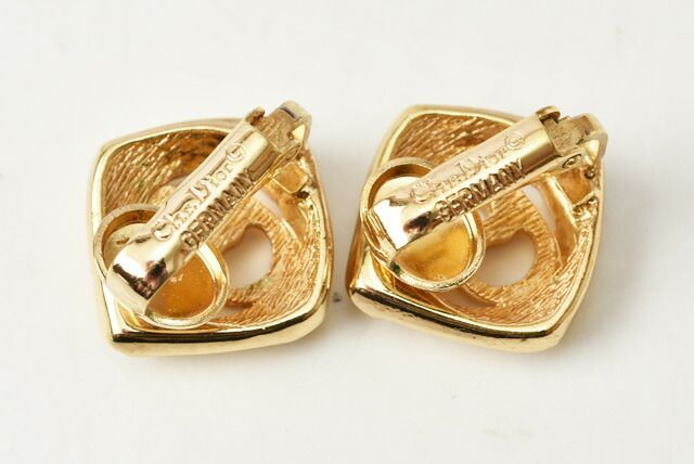 Christian Dior Earrings Christian Dior Vintage CD Logo Motif Rhinestone Gold