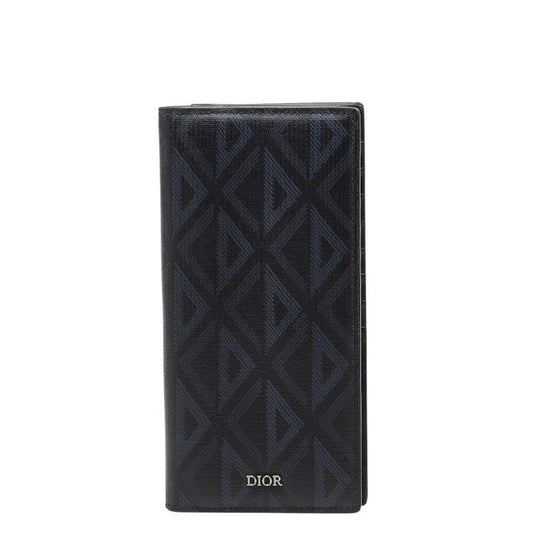 Dior CD Diamond Vertical Wallet Black Navy