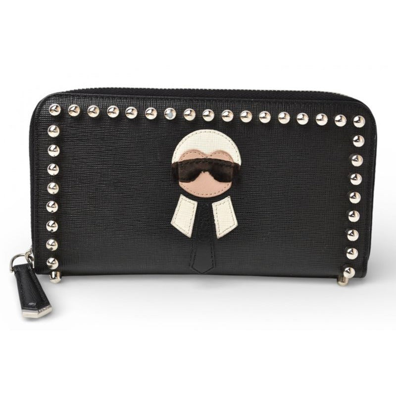 Fendi Carlito Wallet Karl Lagerfeld Black Silver