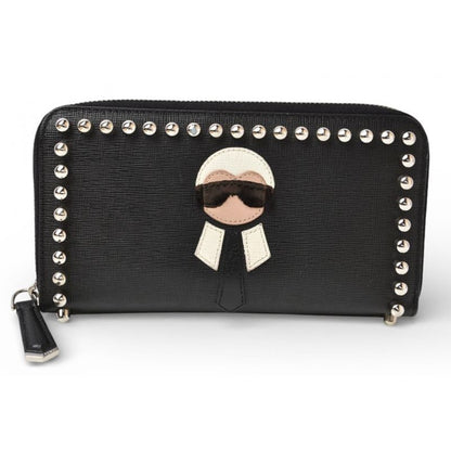 Fendi Carlito Wallet Karl Lagerfeld Black Silver