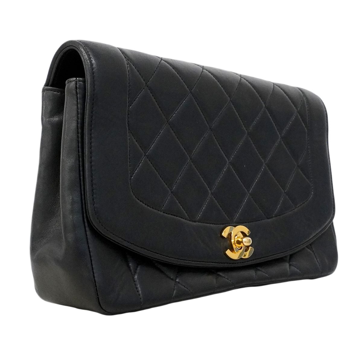 Chanel Shoulder Bag Diana Lambskin Black Gold — view 2