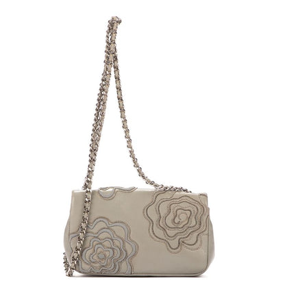 Chanel "timeless Flower Embroidery" Light Green Lambskin Leather A