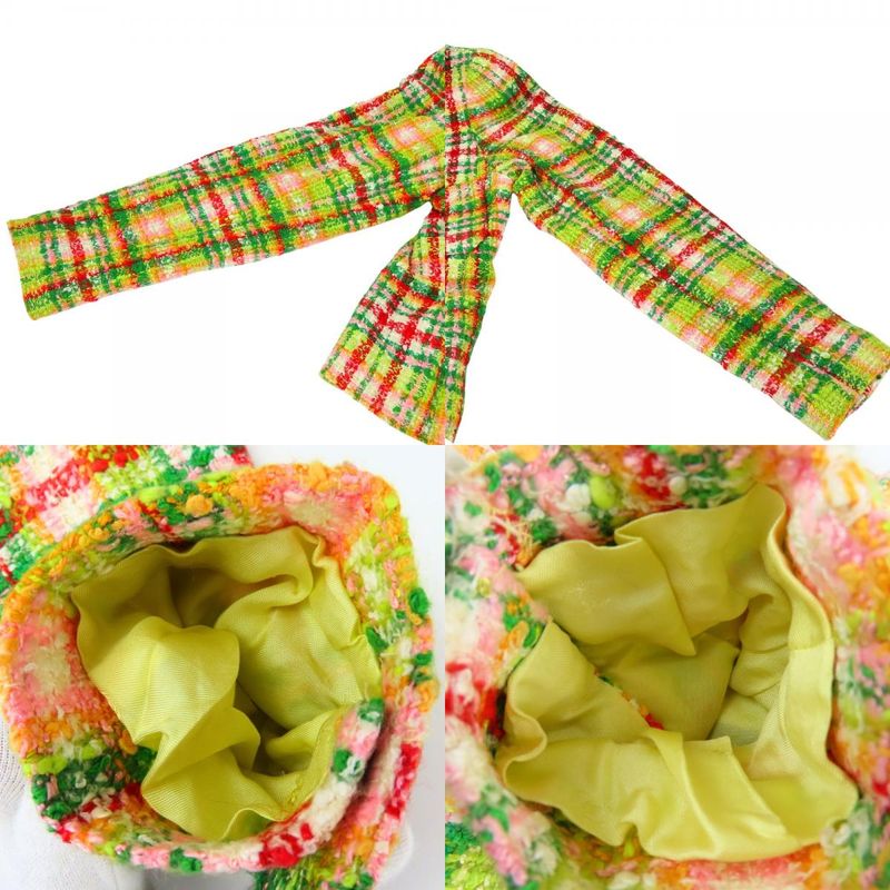 Chanel Setup 36 Cotton Rayon Wool Greenish Red Multicolor Tweed Coco Button