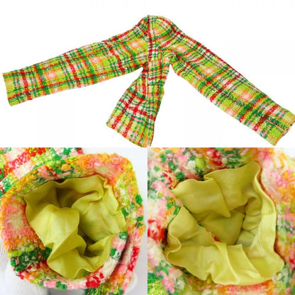Chanel Setup 36 Cotton Rayon Wool Greenish Red Multicolor Tweed Coco Button