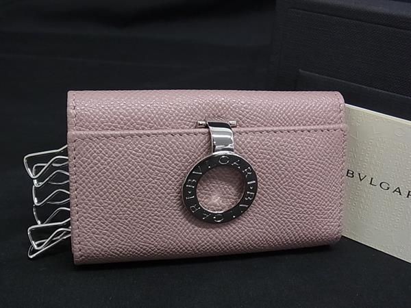 Bvlgari Leather 6-ring Key Case Key Case Ladies Pink And Silver Fn5044