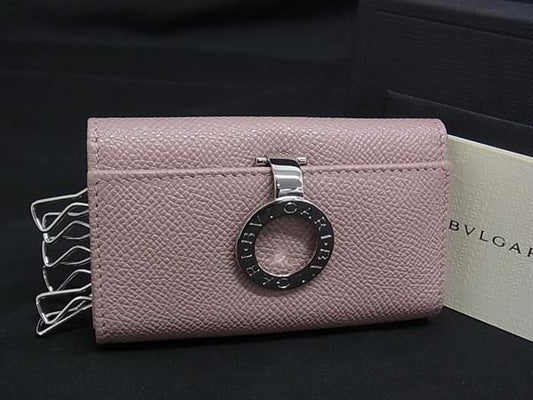 Bvlgari Leather 6-ring Key Case Key Case Ladies Pink And Silver Fn5044