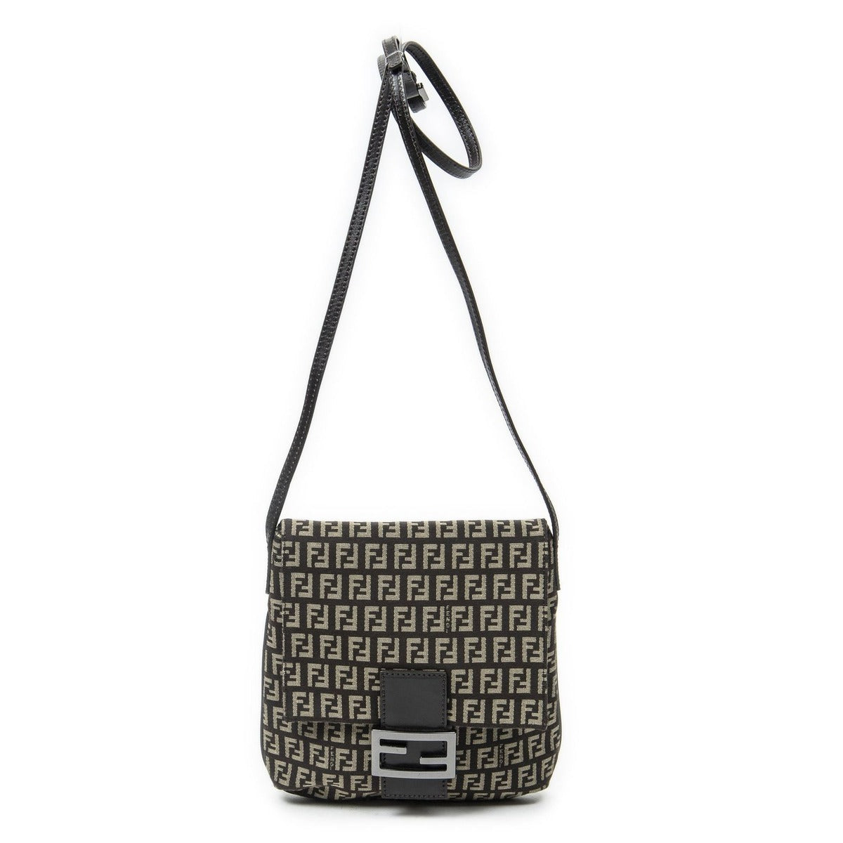 Fendi Small Flap Crossbody Brown Zucchino Canvas