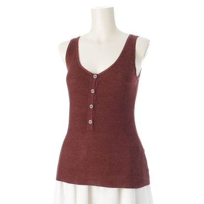 Hermes Silk Cotton H Button Sleeveless Ensemble Long Sleeve Top Brown XS