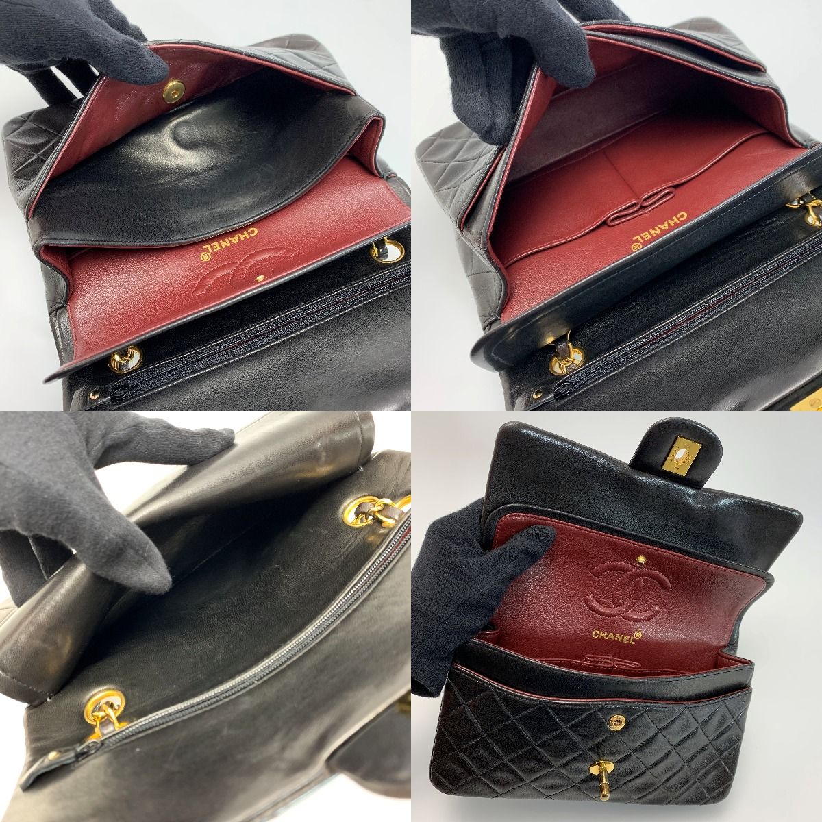 Chanel Matelasse Double Flap Lambskin Black Chain Shoulder Bag