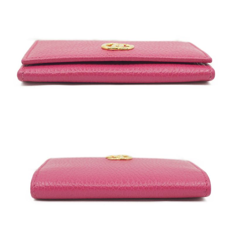 Gucci 739525 GG Marmont Wallet Pink Gold Hardware Card Case Leather