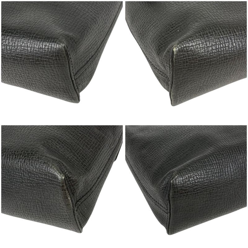 Loewe Logo Shape Stamping Top Handle Bag Mini Tote Bag Black Grained Leather