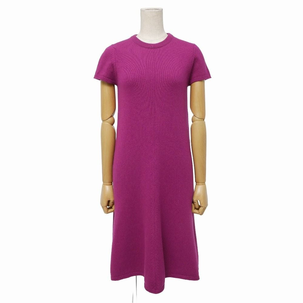 Hermes Dress 34 All Cashmere Short Sleeve Knit Logo Anemone