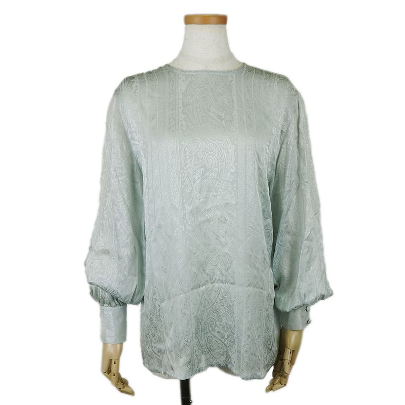 Christian Dior Blouse M Silk Mint Green Long Sleeve Total Apparel Women