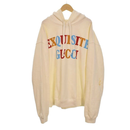 Gucci Hoodie Logo Print L Ivory