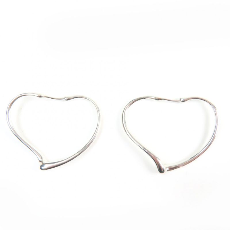 Tiffany & Co Elsa Peretti Small Open Heart Hoop Earrings Ag925