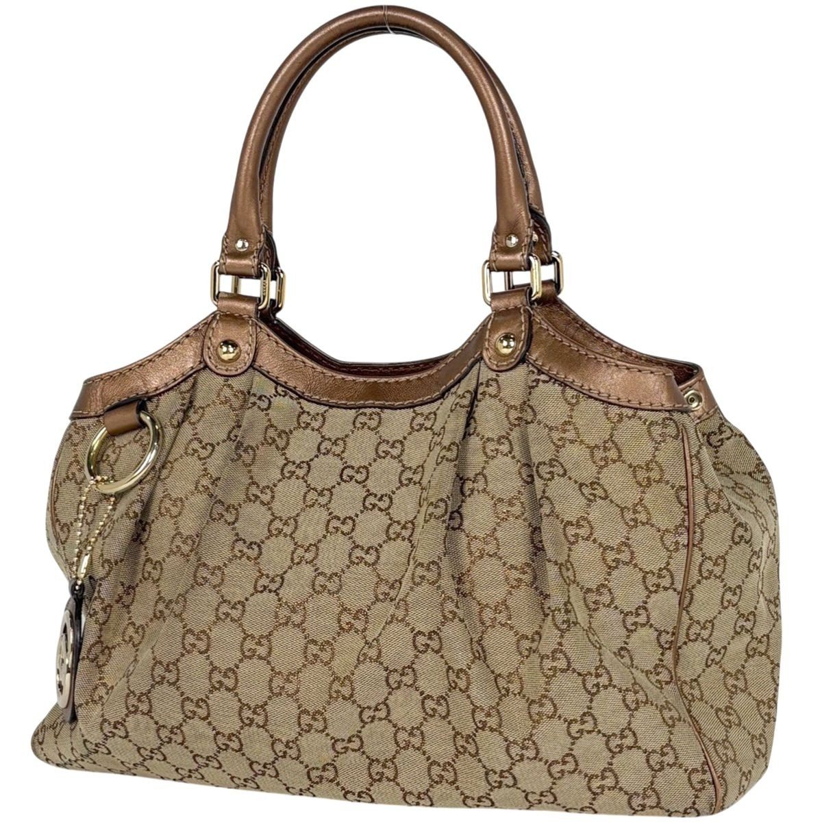 Gucci GG Pattern Ski Tote Canvas Metallic Brown