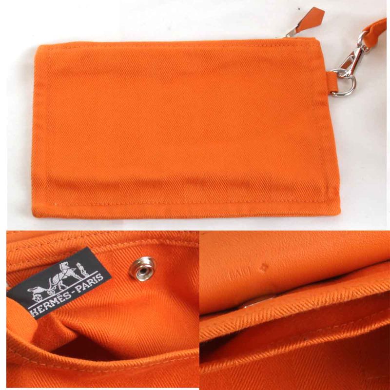 Hermes Valparaiso PM □P Engraved Handbag Leather / Canvas Orange