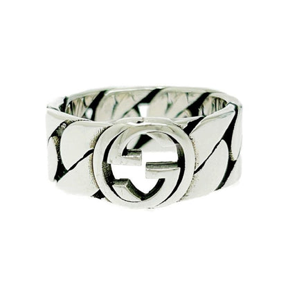 Gucci Silver Interlocking G Chain Ring 6.4 925 Engraved