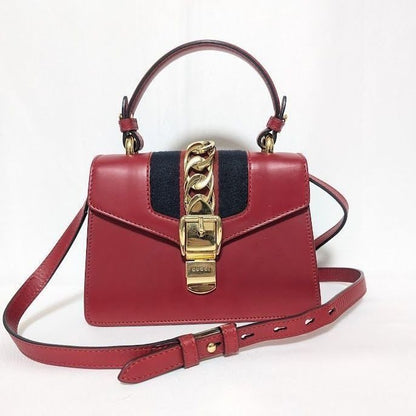 Gucci Sylvie Sherry Line Red Leather 2-Way Shoulder Bag