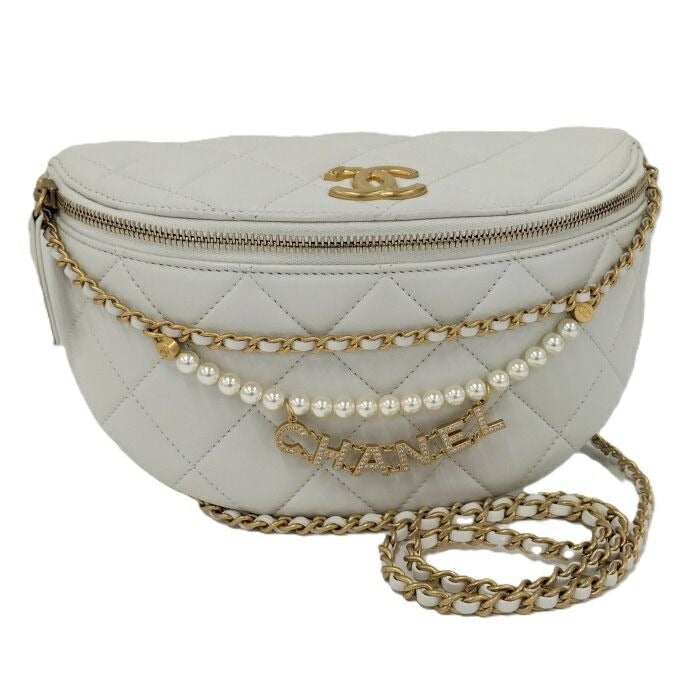 Chanel Body Bag Quilted Lambskin As4991 White