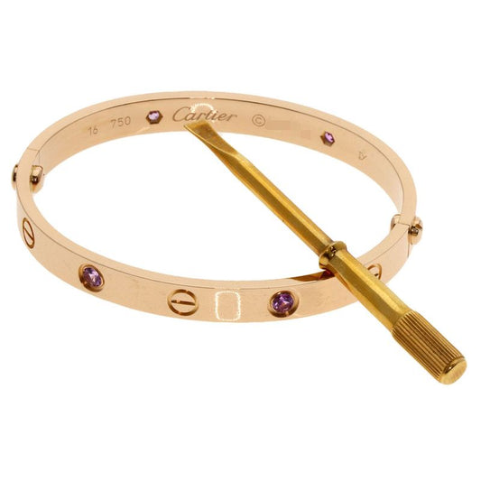 Cartier Love Bracelet With Pink Sapphire Driver #16 Bracelet 18K Pink Gold