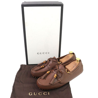 Gucci 367923 Bamboo Tassel Leather Loafer Driving Shoes Brown 8.5 Storage With